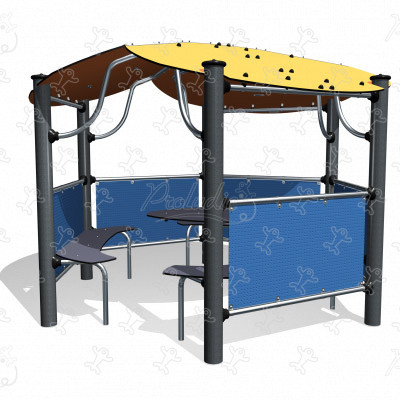 Ontmoetingsplek 3 daken J2860 meubilair meubels, omheiningen en poorten en aanvullende items meubilair (bank, vuilnisbak, afdak) afbeelding 3d