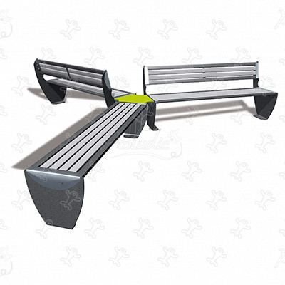 Zitbank en 2 banken J2875 meubilair meubels, omheiningen en poorten en aanvullende items meubilair (bank, vuilnisbak, afdak) afbeelding 3d