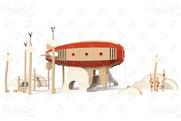 Luchtschip in de wolken J49136 speeltoestellen duurzaam natuurlijk houten speeltoestellen voertuigen afbeelding 3d