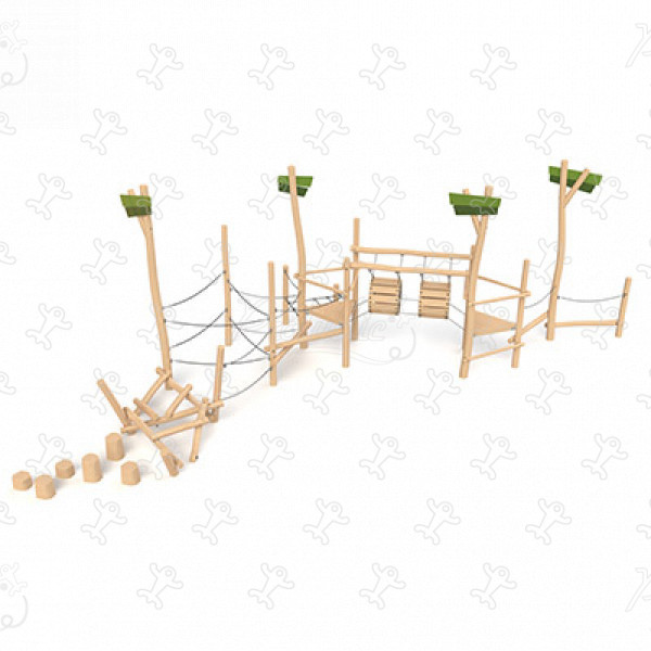 Klimmodule cursus J49159® speeltoestellen duurzaam natuurlijk houten speeltoestellen klim- en evenwichtsparcours afbeelding 3d
