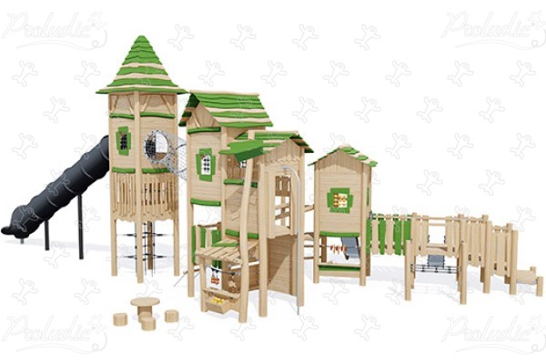 Groen dorp J49212® speeltoestellen combinatie spelen multifunctionele structuren afbeelding 3d