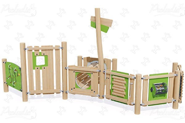 Groene speelplek J49251® speeltoestellen combinatie spelen multifunctionele structuren afbeelding 3d