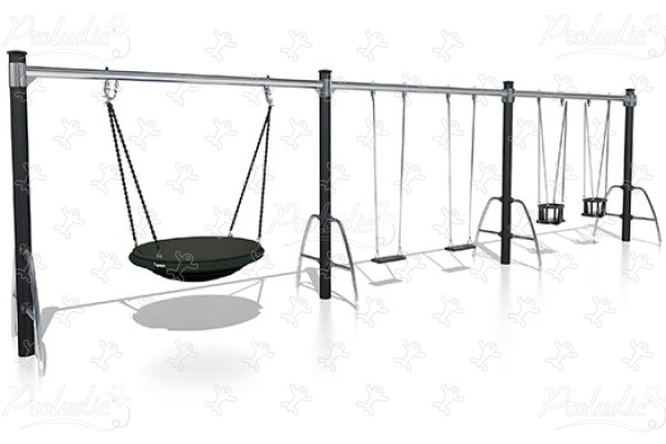 Vogelnest, 2 standaardzitjes, 2 kinderzitjes J493 speeltoestellen klassieke spelen schommels afbeelding 3d