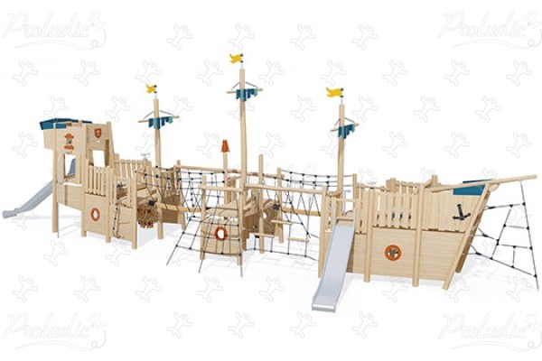 Groot schip J49312® speeltoestellen duurzaam natuurlijk houten speeltoestellen boten en maritieme scenes afbeelding 3d