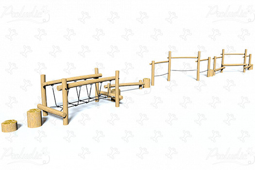 J4945 speeltoestellen duurzaam natuurlijk houten speeltoestellen klim- en evenwichtsparcours afbeelding 3d