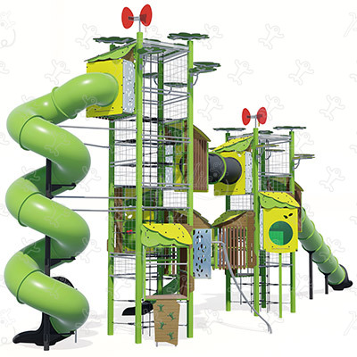 Dubbele toren J56101 speeltoestellen combinatie spelen kanopé afbeelding 3d