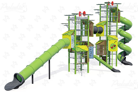 Dubbele toren J56101 speeltoestellen combinatie spelen kanopé afbeelding 3d