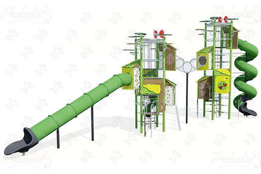 Dubbele toren J56103 speeltoestellen combinatie spelen kanopé afbeelding 3d