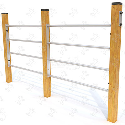 Dubbel klimrek Junior JPS11-J sport en fitness acti’fun houten sportparcours afbeelding 3d