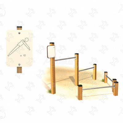 Push-up Senior JPS18-S sport en fitness acti’fun houten sportparcours afbeelding 3d