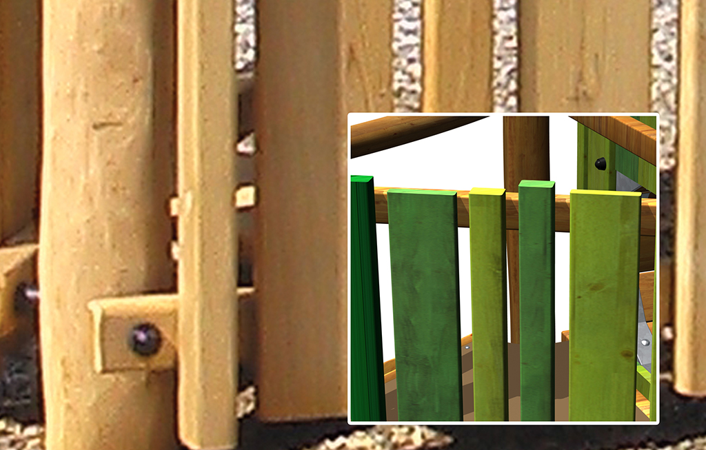 De panelen, treden, klimwanden en tunnels