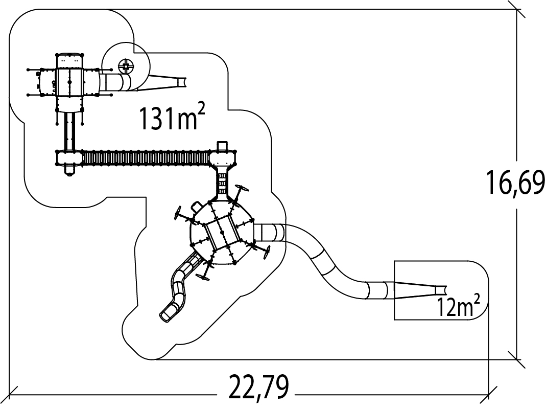 Twee torens J47102-P speeltoestellen gethematiseerde speelcombinaties metropolis afbeelding bovenaanzicht