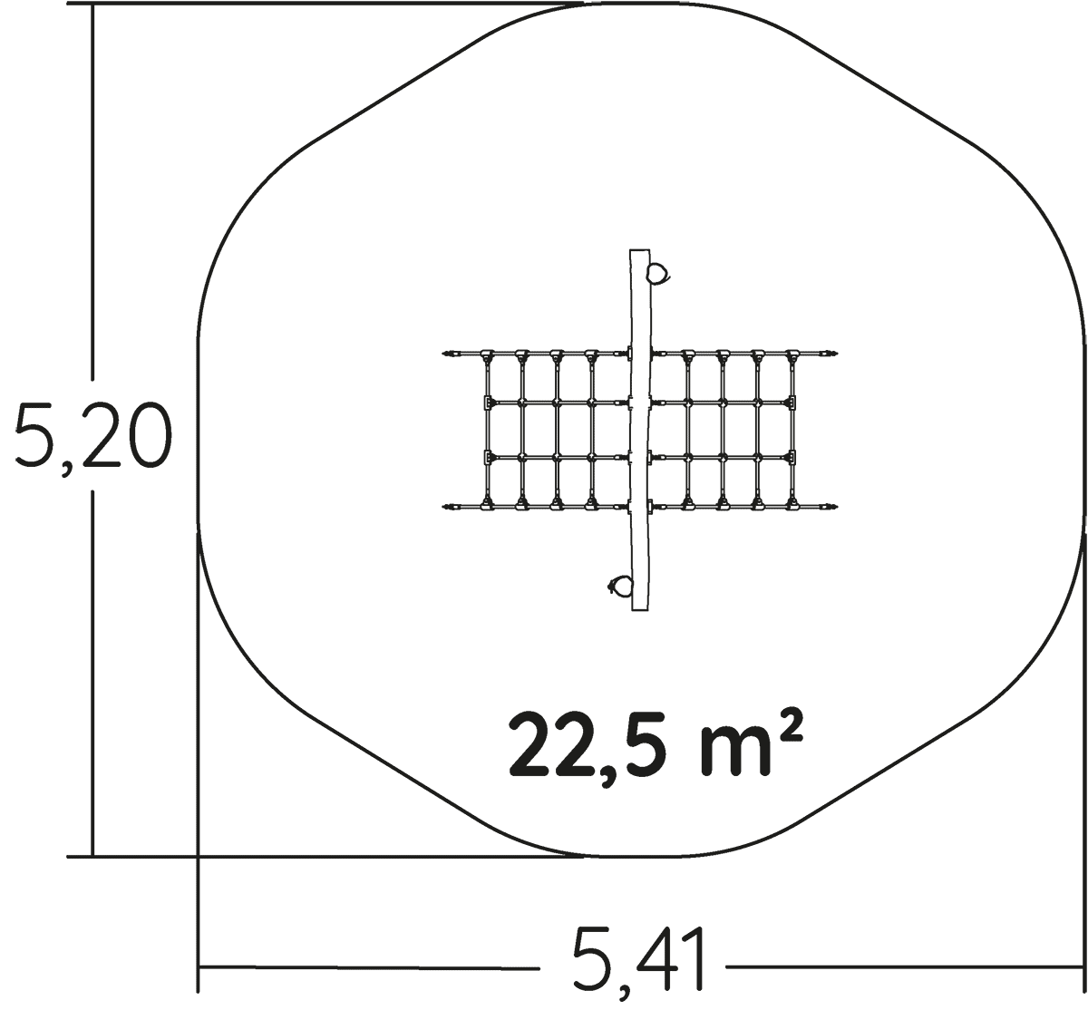 Schuine klimnetten J4925 speeltoestellen duurzaam natuurlijk houten speeltoestellen klim- en evenwichtsparcours afbeelding bovenaanzicht
