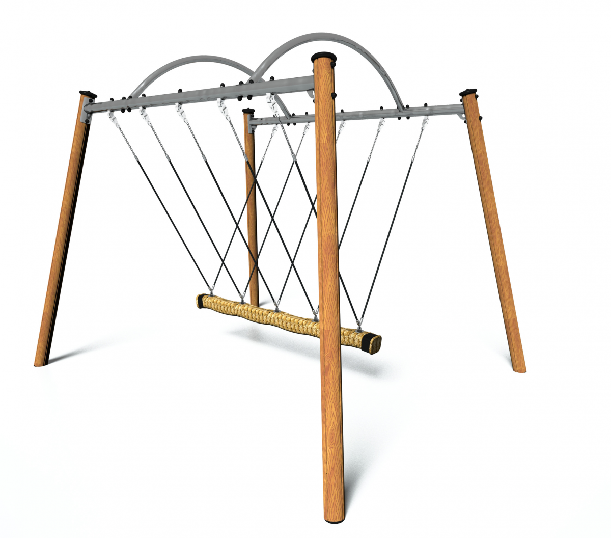 Brede schommel met stevige touwzitting, geschikt voor meerdere kinderen tegelijk